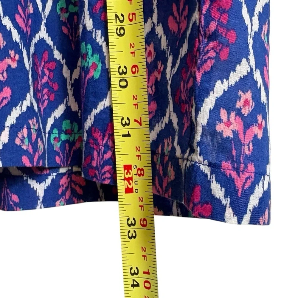 J Crew Swim Cover Up Tunic Size S Cotton Lightweight 3/4 Sleeve Blue Floral - Picture 9 of 12